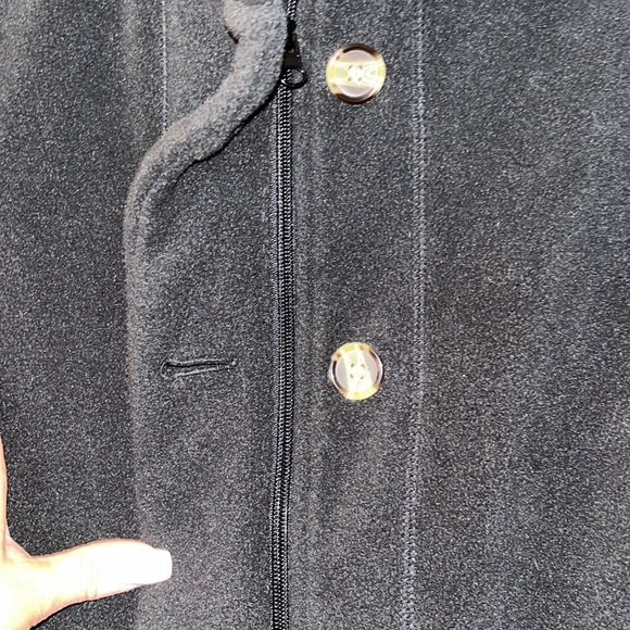 Blair Black Fleece Jacket Button Down Coat Full Zip/Button Women's Size M EUC - Picture 6 of 8